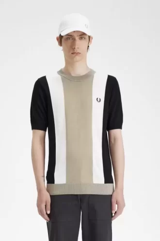 Randig finstickad herr-T-shirt