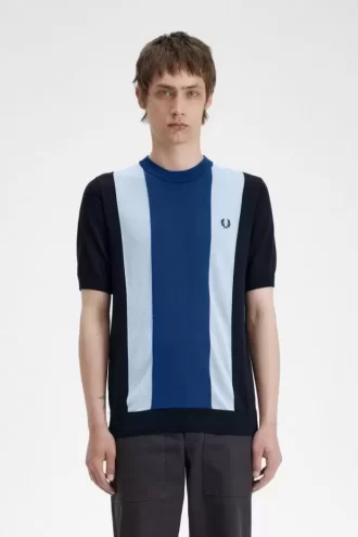 Randig finstickad herr-T-shirt