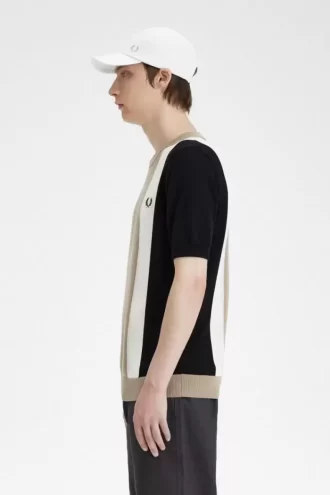 Randig finstickad herr-T-shirt