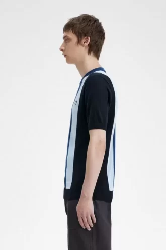 Randig finstickad herr-T-shirt