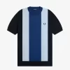 Randig finstickad herr-T-shirt Randig finstickad herr-T-shirt