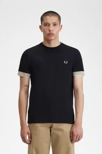 Randig manschett-t-shirt för män