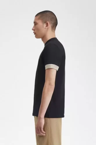 Randig manschett-t-shirt för män