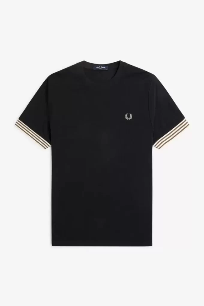 Randig manschett-t-shirt för män Randig manschett-t-shirt för män