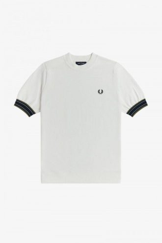 Randiga stickade t-shirts med manschett