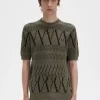 Stickad herr-T-shirt med argylepaneler Stickad herr-T-shirt med argylepaneler