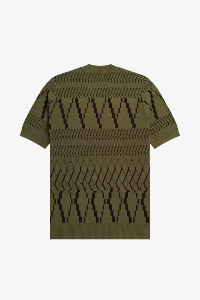 Stickad herr-T-shirt med argylepaneler Stickad herr-T-shirt med argylepaneler