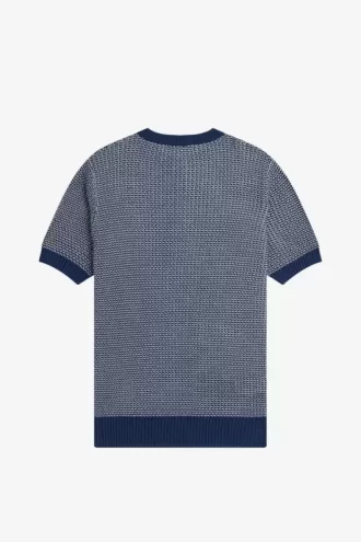 Stickad herrskjorta med två färger och textur