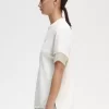 T-shirt med piquédetaljer och transparent mönster, dam T-shirt med piquédetaljer och transparent mönster, dam