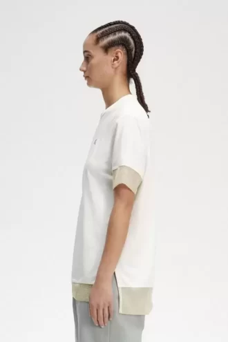 T-shirt med piquédetaljer och transparent mönster, dam T-shirt med piquédetaljer och transparent mönster, dam