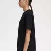 T-shirt med piquédetaljer och transparent mönster, dam T-shirt med piquédetaljer och transparent mönster, dam