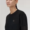 T-shirt med piquédetaljer och transparent mönster, dam T-shirt med piquédetaljer och transparent mönster, dam