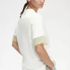 T-shirt med piquédetaljer och transparent mönster, dam T-shirt med piquédetaljer och transparent mönster, dam