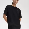 T-shirt med piquédetaljer och transparent mönster, dam T-shirt med piquédetaljer och transparent mönster, dam