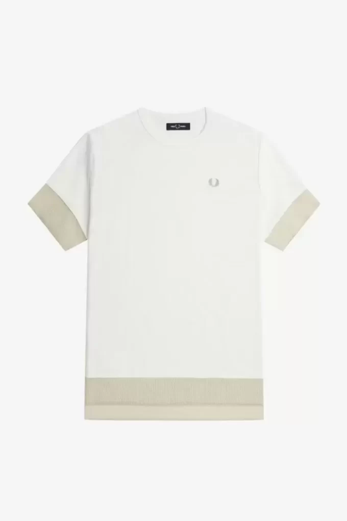 T-shirt med piquédetaljer och transparent mönster, dam T-shirt med piquédetaljer och transparent mönster, dam