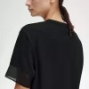 T-shirt med piquédetaljer och transparent mönster, dam T-shirt med piquédetaljer och transparent mönster, dam