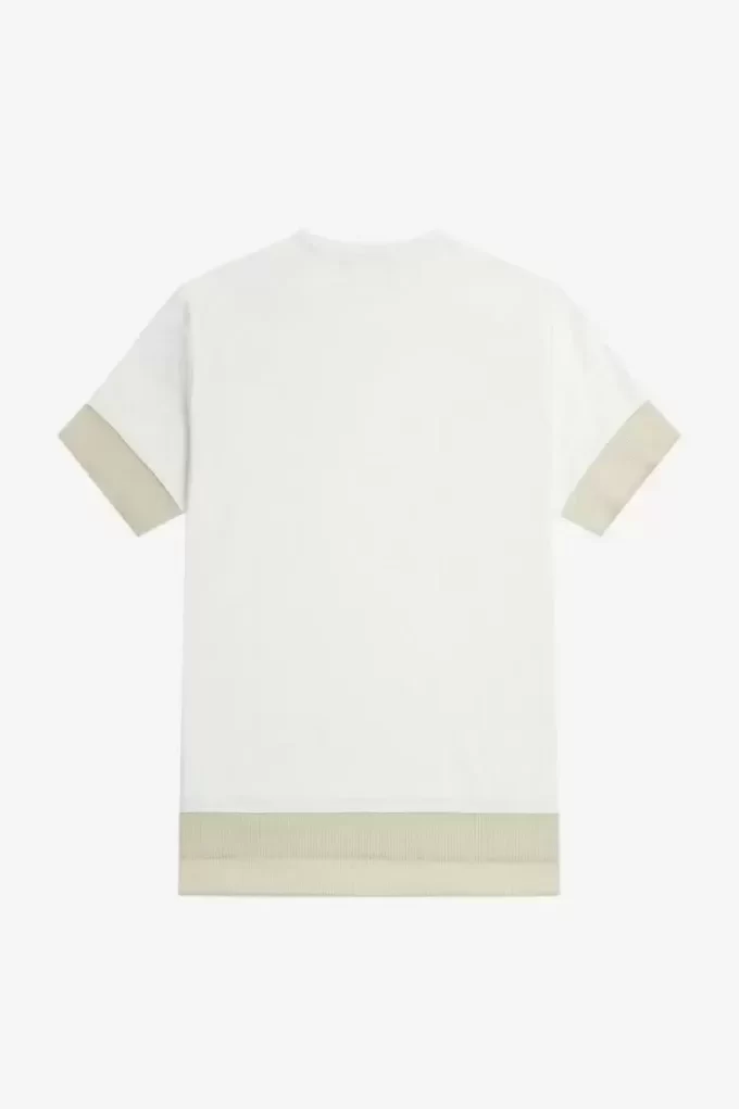 T-shirt med piquédetaljer och transparent mönster, dam T-shirt med piquédetaljer och transparent mönster, dam