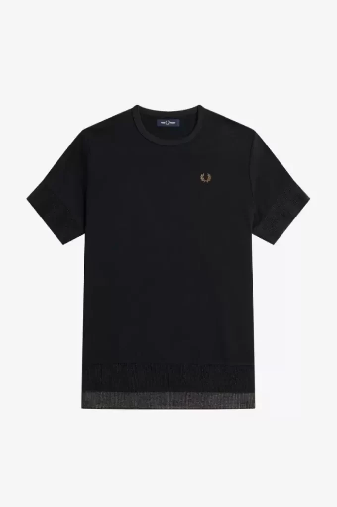 T-shirt med piquédetaljer och transparent mönster, dam T-shirt med piquédetaljer och transparent mönster, dam