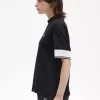 T-shirt med spetsad manschett i piké för kvinnor T-shirt med spetsad manschett i piké för kvinnor