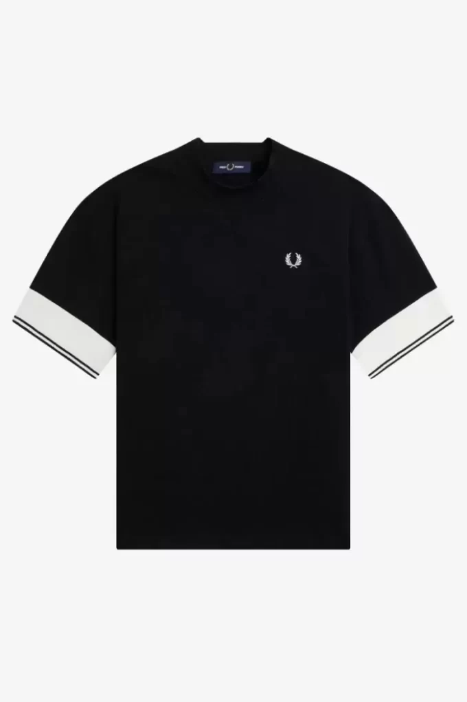 T-shirt med spetsad manschett i piké för kvinnor T-shirt med spetsad manschett i piké för kvinnor