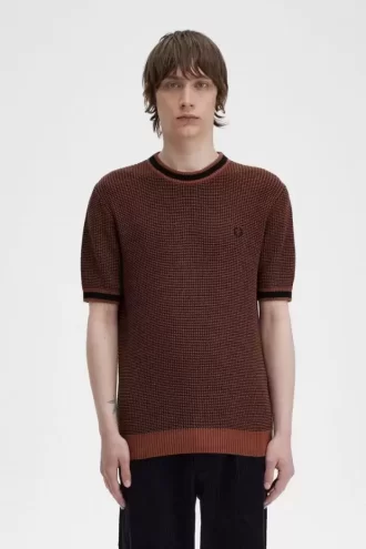Texturerad stickad herr-T-shirt