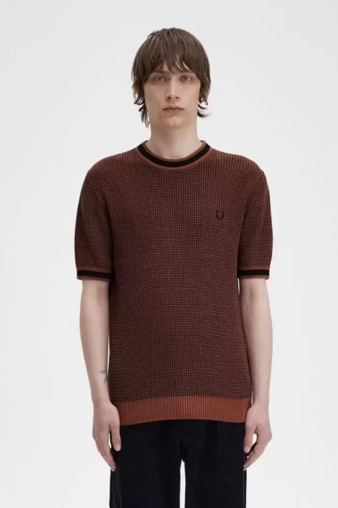 Texturerad stickad herr-T-shirt Texturerad stickad herr-T-shirt