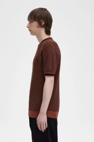 Texturerad stickad herr-T-shirt
