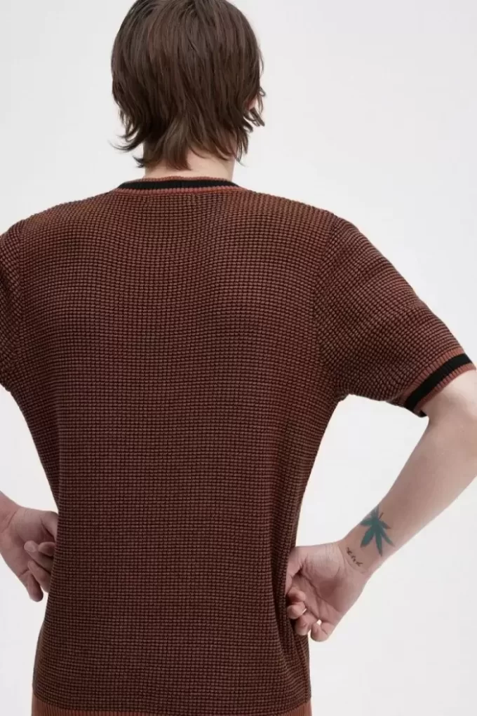 Texturerad stickad herr-T-shirt Texturerad stickad herr-T-shirt