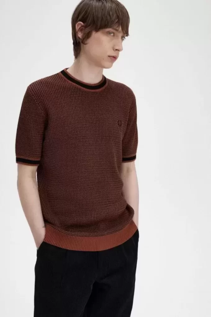Texturerad stickad herr-T-shirt Texturerad stickad herr-T-shirt