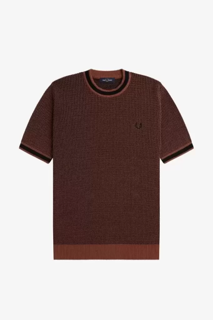 Texturerad stickad herr-T-shirt Texturerad stickad herr-T-shirt